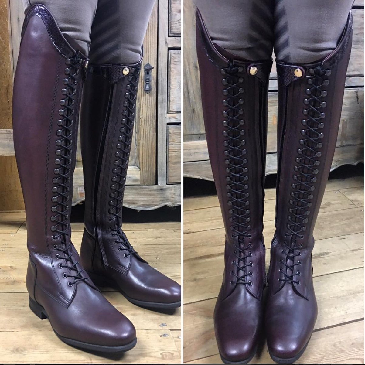 BIA /
Purple / Faux croc gloss accents