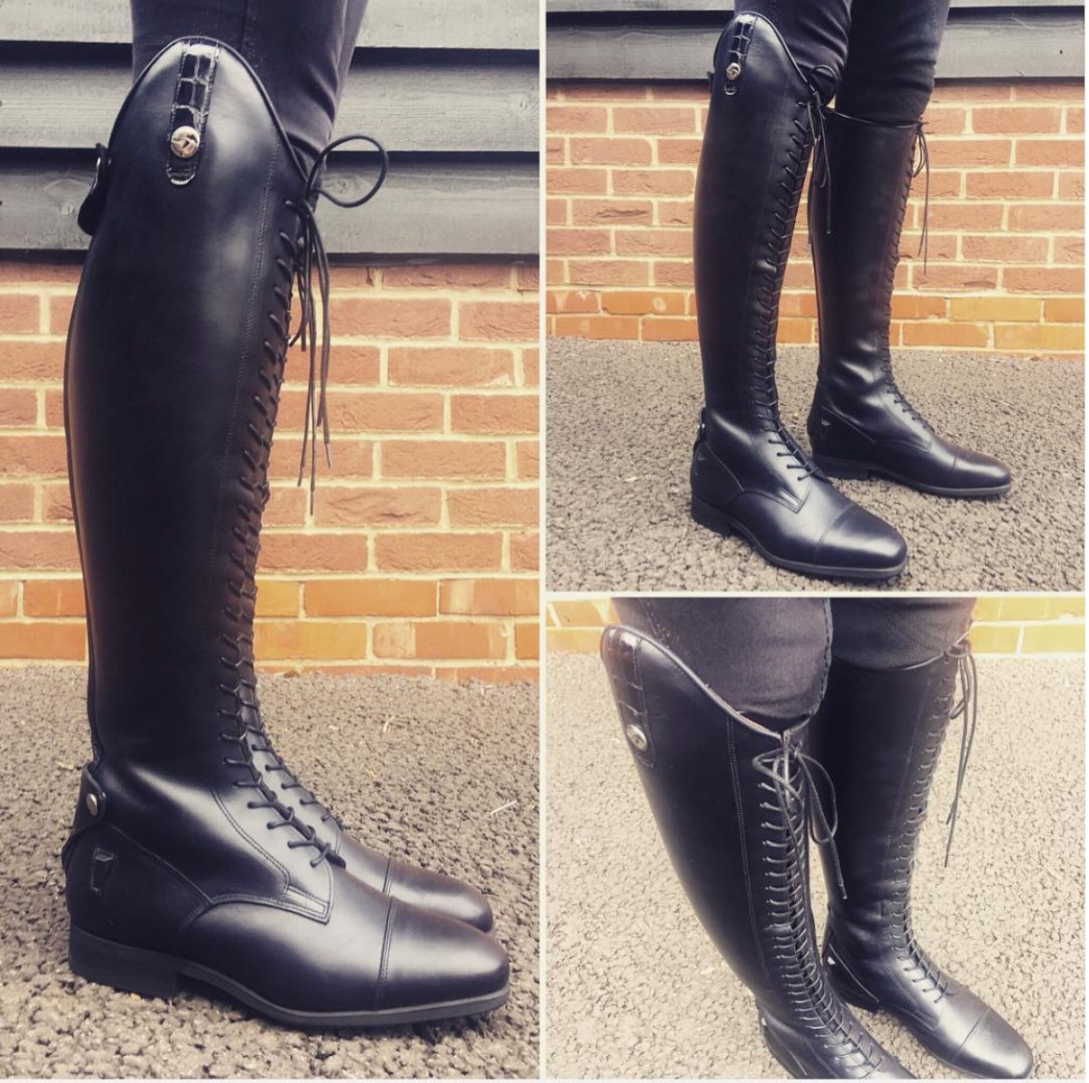 RITA /
Dark navy blue / Navy faux croc gloss accents