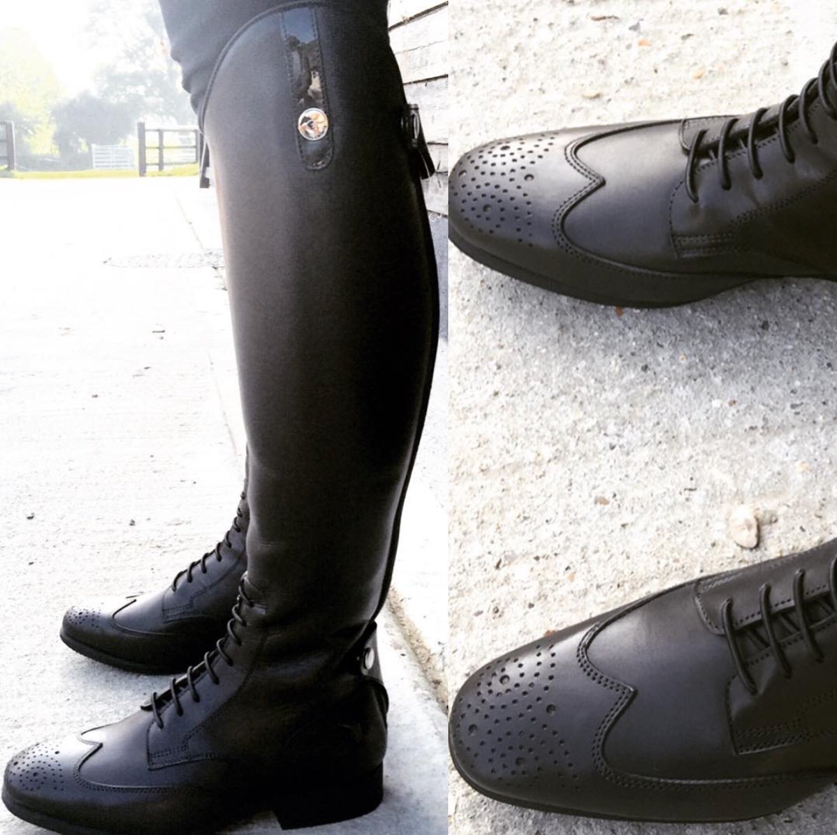 DANIEL /
Black gloss & gloss accents / Heart-shaped toe cap