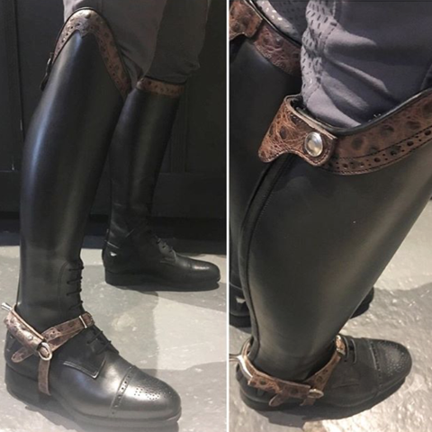 ANA / Black with brown faux ostrich accents