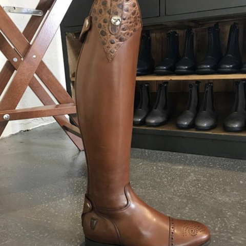 CLARA / Cappuccino with tan faux ostrich accents