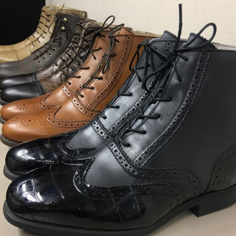 GRACE KELLY / Dark navy blue with midnight faux croc gloss accents