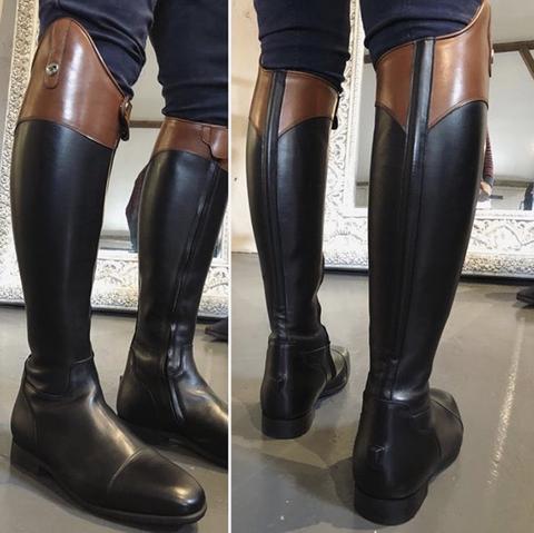 OLIVIA / Black with hunting curved top in nut brown