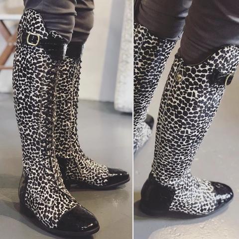 POLO / Faux baby cheetah with black faux croc gloss accents