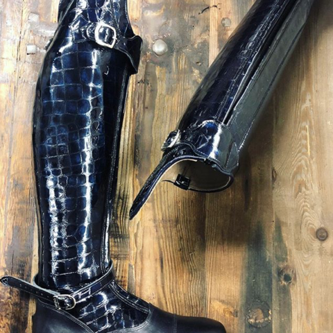 POLO / Navy faux croc gloss